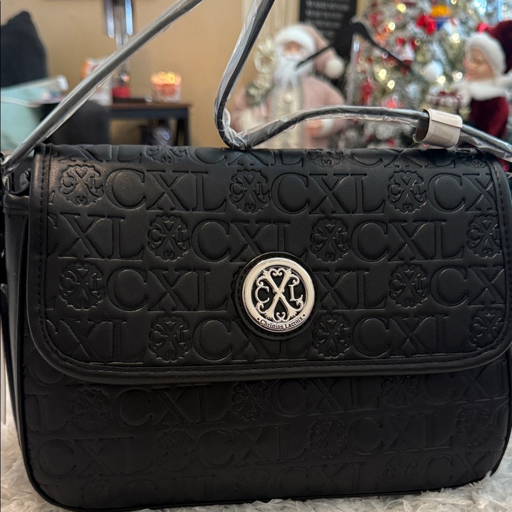 ⭐️$25⭐️CXL by Christian Lacroix Black Embossed Shoulder Bag NWT